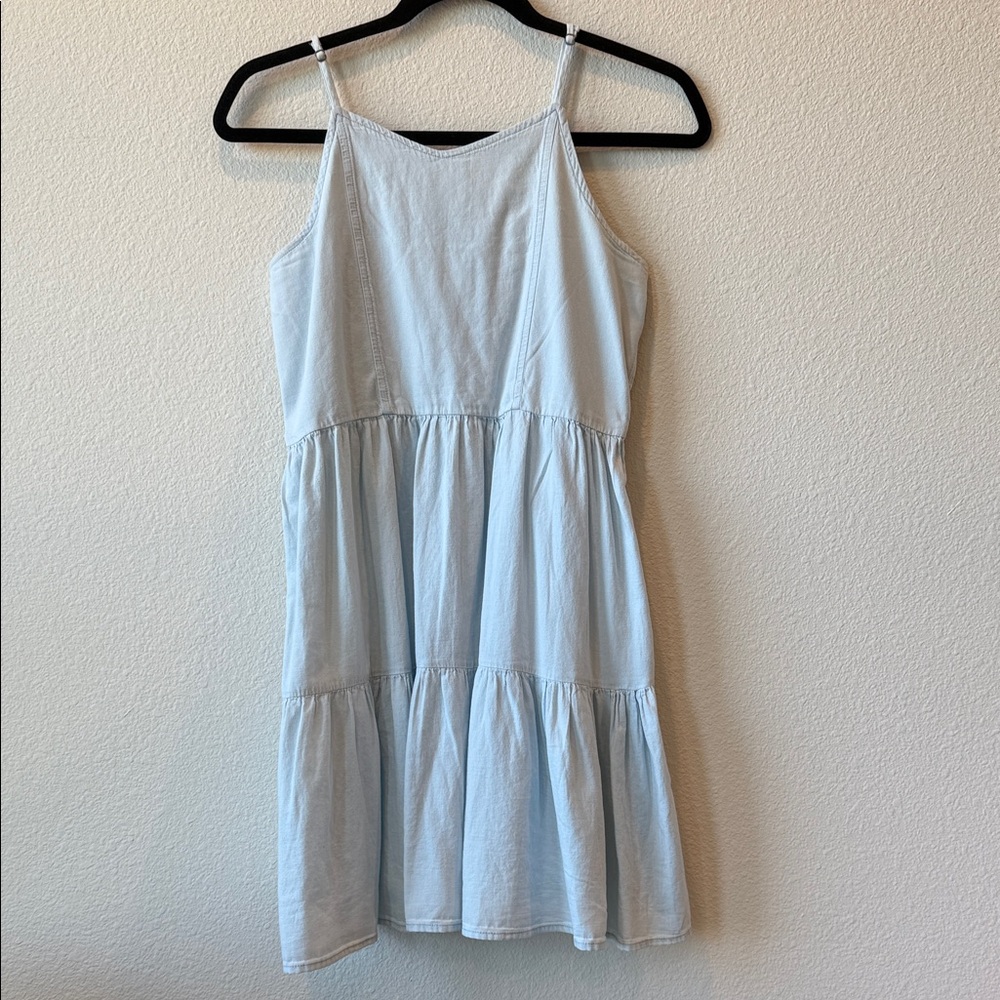 Treasure & Bond Soft Blue Denim Tiered Swing Dress